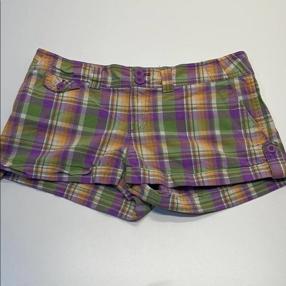 PIPER & BLUE Juniors 9 Pastel Plaid Short Shorts - Picture 1 of 3